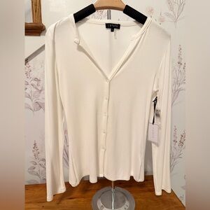 NWT / 1. STATE Women's White Button-Down Shirt Comfortable Buttery Soft Size S
